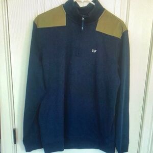 Men's Navy and Tan Sweater